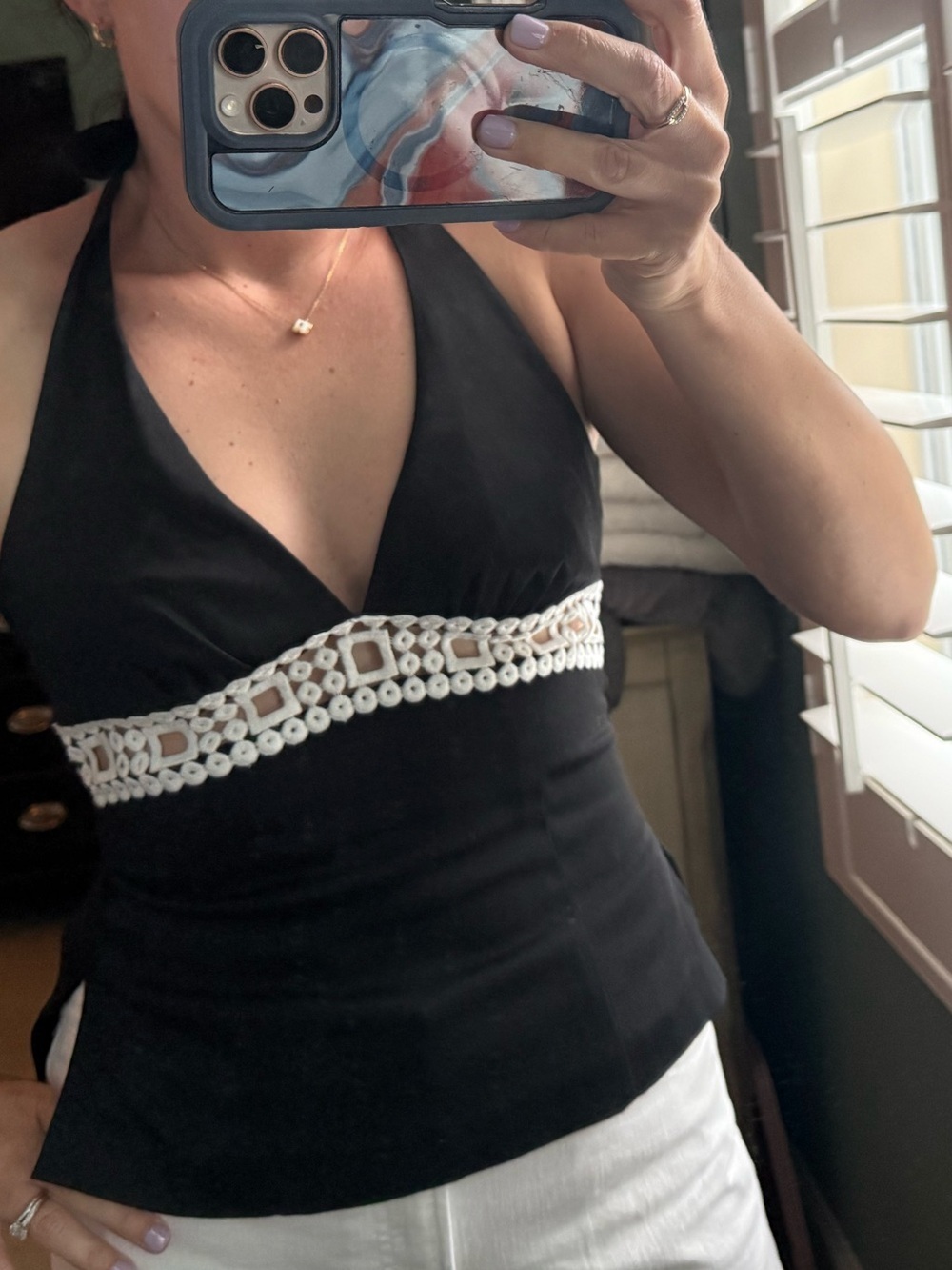 Trina Turk Y2K vintage halter going out party Top Black size XS made in USA